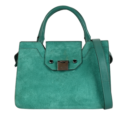 Rebel Tote, &pound;320, Handbags, Green, Suede, Front view
